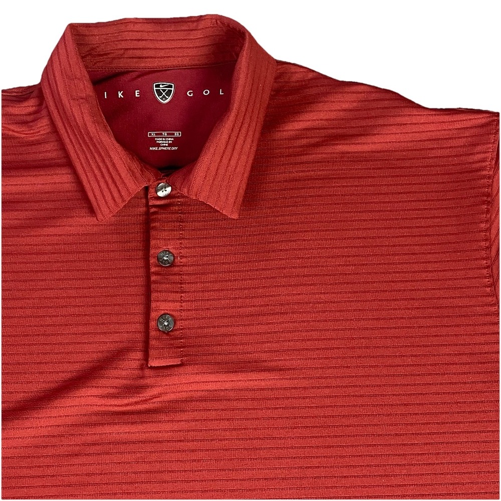 VTG Nike Golf Mens Short Sleeve Polo Shirt Red Ribbed Sphere Dry Performance XL - Picture 14 of 14